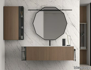 DOGMA 13 - Wall-mounted single oak vanity unit with towel rail _ Ideagroup