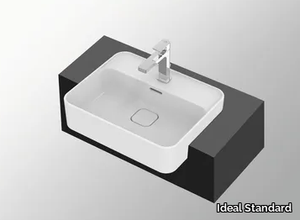 STRADA II - T2993 - Semi-inset rectangular ceramic washbasin with overflow _ Ideal Standard