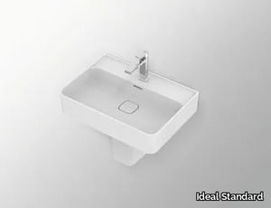 STRADA II - T3000 - Semi-pedestal ceramic washbasin with overflow _ Ideal Standard