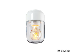 OHM 100 - Clear glass and porcelain wall lamp / ceiling lamp _ Ifö Electric