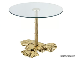 ECLECTIC GINKO BILOBA 02 - Round brass high side table _ Il Bronzetto