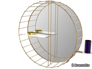 CAGE 07 Extra B - Round brass mirror with shelf _ Il Bronzetto