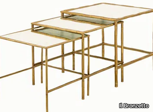 ECLECTIC BAMBOO 04 TRIS - Square brass coffee table _ Il Bronzetto