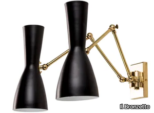 WORMHOLE 05 Double - Brass wall light with swing arm _ Il Bronzetto