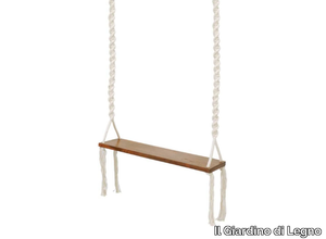 MACRAMÈ - 2 Seater fabric and teak garden hanging chair _ Il Giardino di Legno