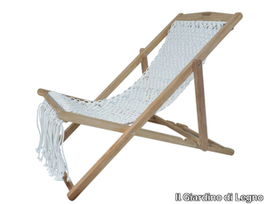 MACRAMÈ - Recliner fabric and teak deck chair _ Il Giardino di Legno