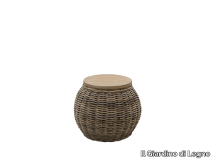 BINGO - Round wicker garden side table _ Il Giardino di Legno