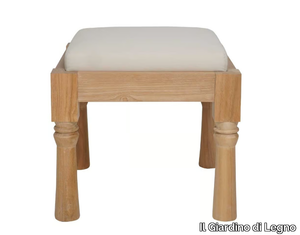 CHARPAI - Low upholstered fabric and teak stool _ Il Giardino di Legno