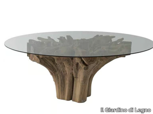 RADICE - Round wood and glass living room table _ Il Giardino di Legno