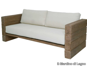 STRATOS - Teak and fabric garden sofa _ Il Giardino di Legno