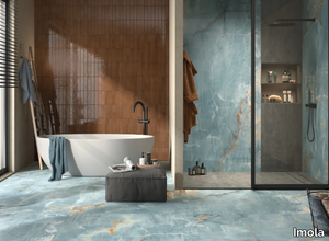 THE ROOM - BLU AQ - Porcelain stoneware wall/floor tiles with marble effect _ Imola