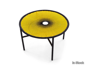 MOROSO - BANJOOLI noir-jaune - Round polyethylene garden side table _ In Stock