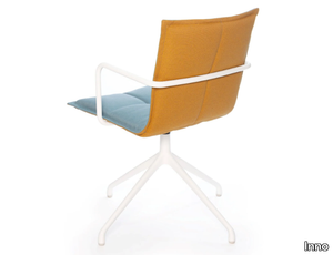 LAB YC - Upholstered trestle-based fabric chair with armrests _ Inno