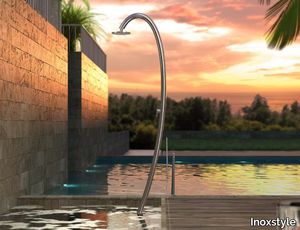 CLEF - Stainless steel outdoor shower with overhead shower _ Inoxstyle