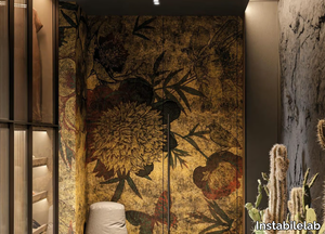 CANARIO NERO - Gold leaf wallpaper with floral pattern _ Instabilelab