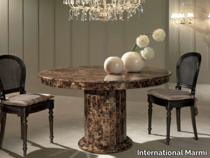 ACHILLE - Round Dark Emperador marble table _ International Marmi