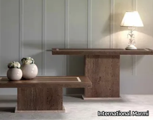 VASARI - Rectangular travertine console table _ International Marmi