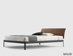 ALU MIN BED - Aluminium double bed with wooden headboard _ isOnAir