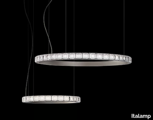 AURA - LED glass and metal pendant lamp with crystals _ Italamp