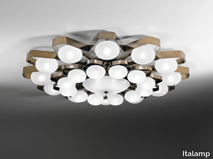TEO - Direct light satin glass and metal ceiling light _ Italamp