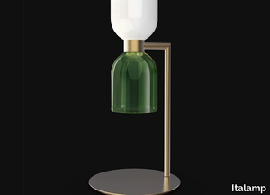 CATERINA 4026/LG - LED glass and bushed brass table lamp with dimmer _ Italamp