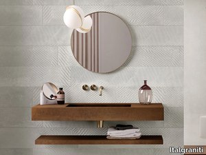 GROOVE - Wall-mounted single rectangular porcelain stoneware washbasin _ Italgraniti