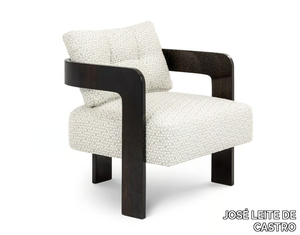 CAROLE - Upholstered ebony armchair with armrests _ JOSÉ LEITE DE CASTRO