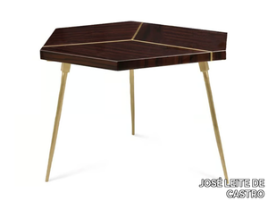 PLAT - Hexagonal ebony coffee table with brass legs and details _ JOSÉ LEITE DE CASTRO