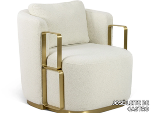 BOHO - Fabric armchair with brass base and armrests _ JOSÉ LEITE DE CASTRO