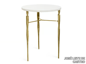 ELIS - Round brass and marble high side table _ JOSÉ LEITE DE CASTRO