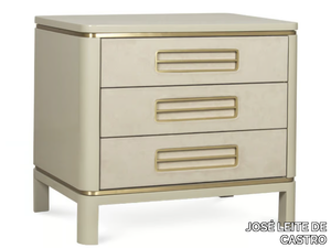 PAXTON - Lacquered Alcantara® and wood bedside table with drawers _ JOSÉ LEITE DE CASTRO