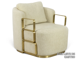 SHAE - Fabric armchair with armrests and brass base _ JOSÉ LEITE DE CASTRO