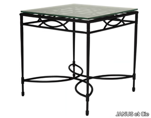 AMALFI WOVEN - Square Glass and Stainless Steel side table _ JANUS et Cie