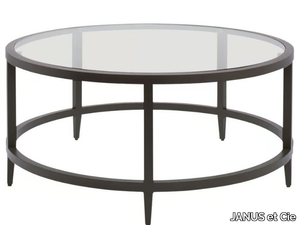 AZIMUTH LINEAR - Round glass and aluminium coffee table _ JANUS et Cie