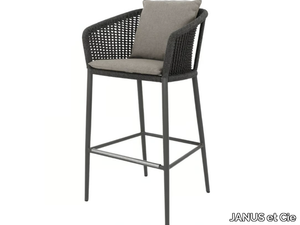 KNOT - Olefin rope barstool with armrests _ JANUS et Cie