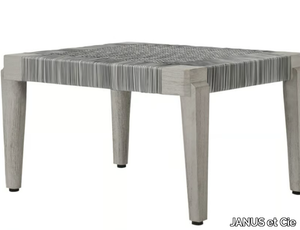 ROCK GARDEN - Rectangular JanusFiber® and teak garden footstool _ JANUS et Cie