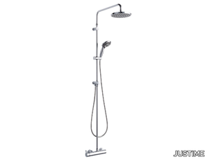 SWEET - Wall-mounted chromed brass shower panel with overhead shower _ JUSTIME