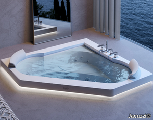 AURA CORNER 160 CORIAN® - 2 seater hydromassage corner Corian® bathtub _ Jacuzzi®