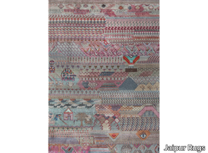 LES-658 Caribbean Sky/Fuchsia - Patterned handmade rug with geometric shapes _ Jaipur Rugs