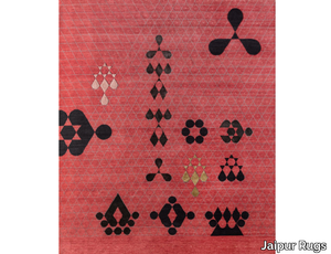 AKWB-7001 CLASSIC RED/CAVIAR - Handmade rectangular wool and bamboo silk rug _ Jaipur Rugs