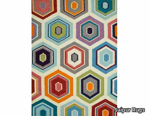 MESILLA PDWL-5101 White/Orange - Wool rug with geometric shapes _ Jaipur Rugs