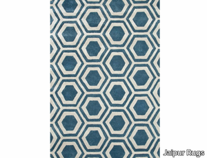 RANCHO TAQ-378 Aegean Blue/Antique White - Rug with geometric shapes _ Jaipur Rugs