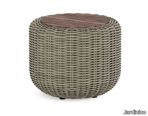 TUGU - Round low wicker garden side table _ Jardinico