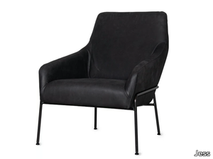 JOLLY - Leather easy chair with armrests _ Jess