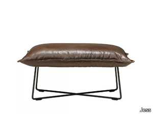 EARL - Upholstered leather footstool _ Jess