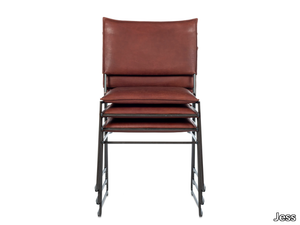 NORMAN - Stackable sled base leather chair _ Jess