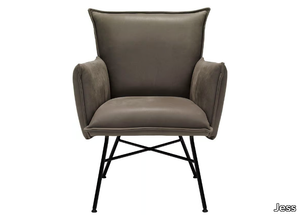 SANNE - Leather armchair with armrests _ Jess