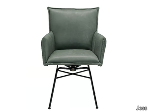 SANNE - Swivel leather chair with armrests _ Jess