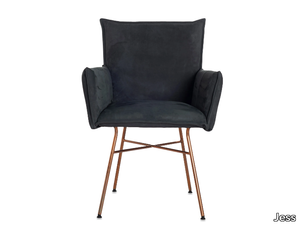 SANNE - Leather chair with armrests _ Jess