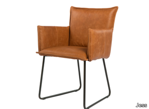 DUKE - Sled base leather chair with armrests _ Jess